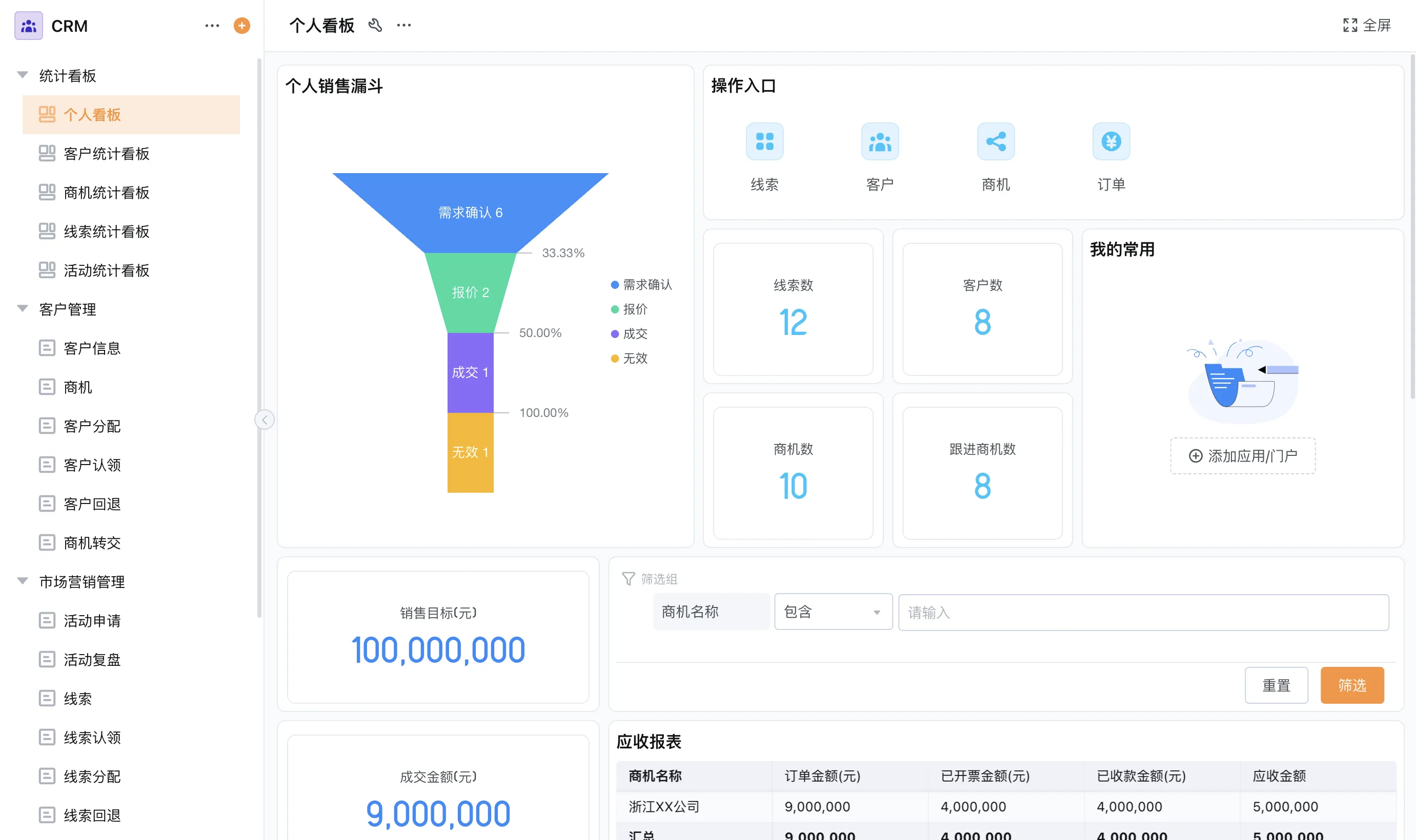 客户管理系统展示图