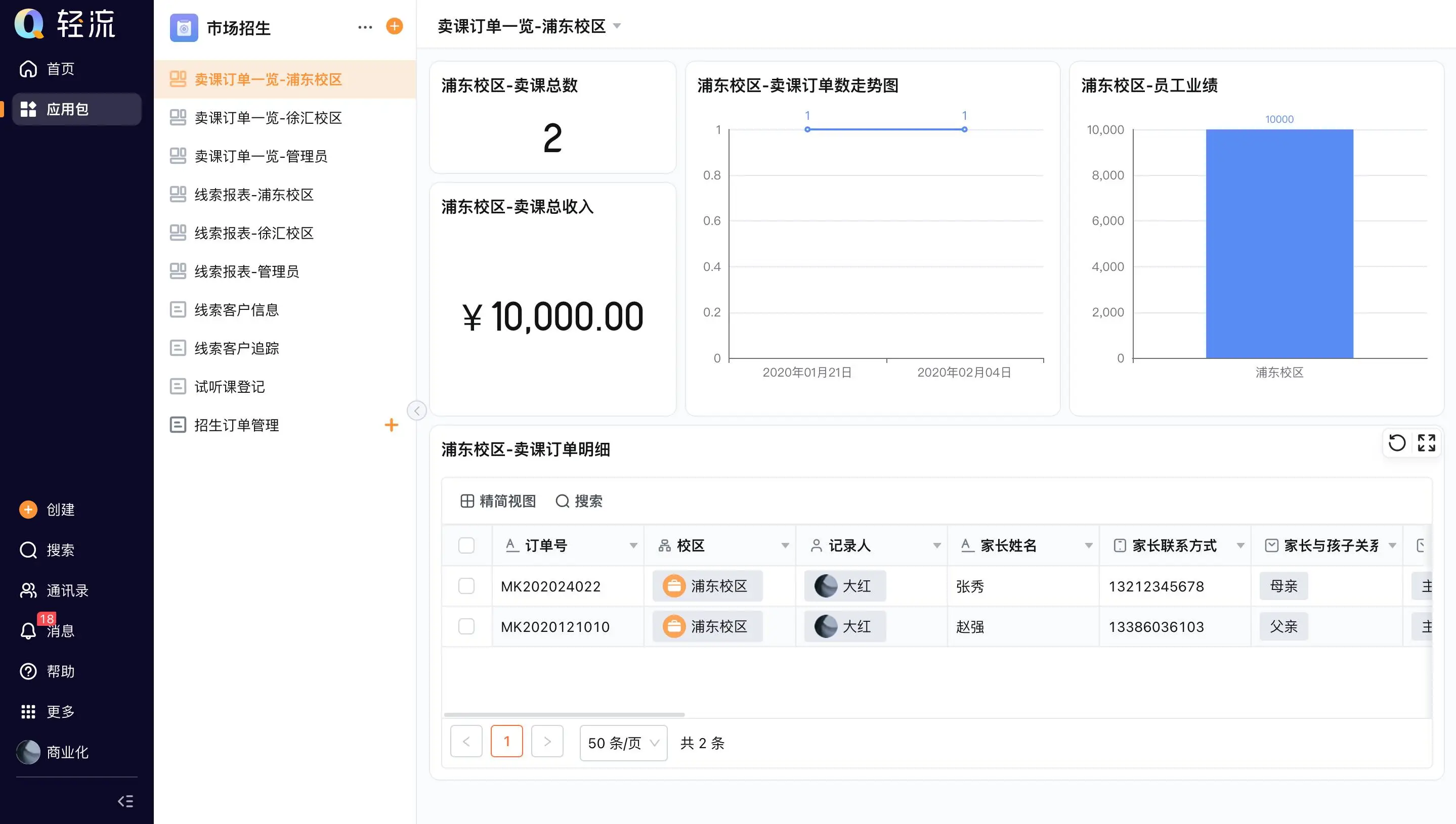 客户管理系统展示图